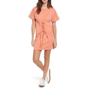 Boho Feminine Festival Nordstrom BP Coral Lace-Up Corset T-Shirt Dress